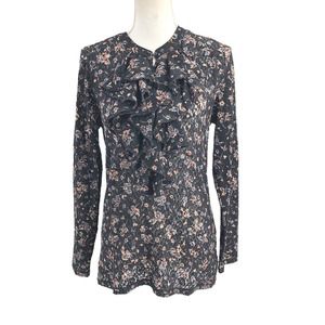 LRL Lauren Jeans CO. Ralph Lauren Womens Size Medium Lace Henley Blouse Y2K